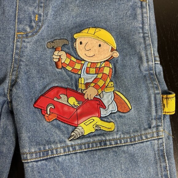 Vintage Y2K BOB THE BUILDER Boys Kids Size 4 Denim Overalls & Plaid Shirt Outfit - Picture 3 of 11